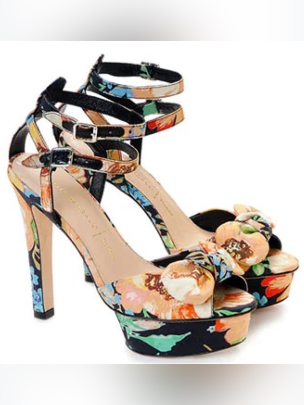 Loeffler Randall x Tucker Dahlia Floral Open Toe Platform Stiletto Heels Pumps 5